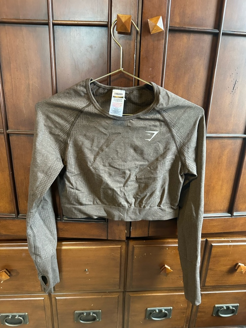Gymshark Brown Seamless Long Sleeve Crop Top